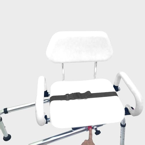 Platinum Health Carousel Sliding Shower Chair Tub Transfer Bench with Swivel Seat, Premium Padded, Pivoting Arms, Adjustable Space Saving Design for Tubs, Inside Shower, for Handicap & Seniors, Blue