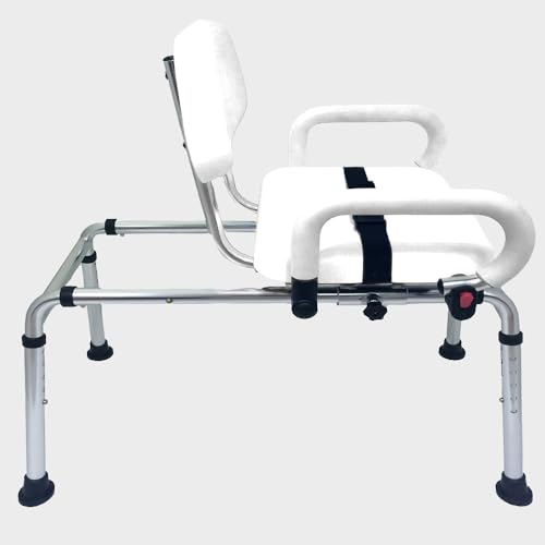Platinum Health Carousel Sliding Shower Chair Tub Transfer Bench with Swivel Seat, Premium Padded, Pivoting Arms, Adjustable Space Saving Design for Tubs, Inside Shower, for Handicap & Seniors, Blue