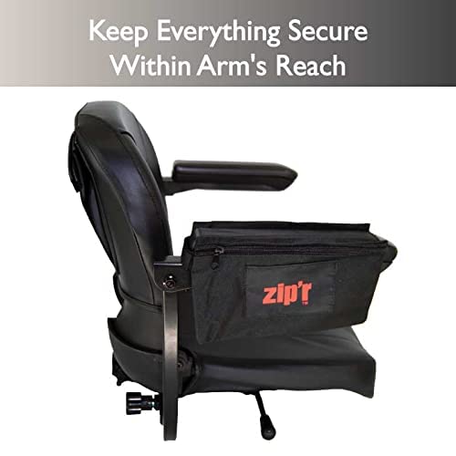 Zipr Wheelchair Side Bag - Water Resistant Walker Chair Organizer Pouch Caddy Wheelchair Accessories - Durable Armrest Storage Bags for Mobility Scooter, Wheelchairs, Walkers - (Black)