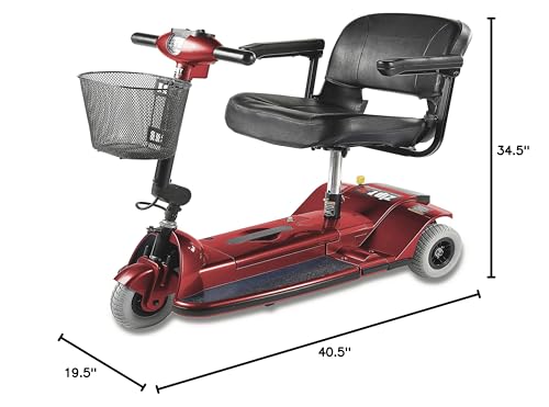 Zipr Xtra 3 Wheel Scooter - 3 Wheel Extended Wheelbase Mobility Scooter - 16" Seat Electric Wheelchair - Portable & Folding Mobility Scooters for Adults, Travel, Seniors, Elderly