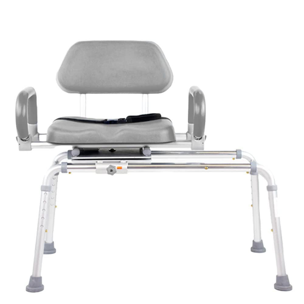 Platinum Health Carousel Sliding Shower Chair Tub Transfer Bench with Swivel Seat, Premium Padded, Pivoting Arms, Adjustable Space Saving Design for Tubs, Inside Shower, for Handicap & Seniors, Blue
