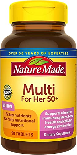 Nature Made Multivitamin For Her 50+ with No Iron – Comprehensive Daily Nutritional Support