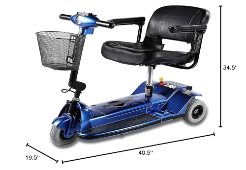 Zipr Xtra 3 Wheel Scooter - 3 Wheel Extended Wheelbase Mobility Scooter - 16" Seat Electric Wheelchair - Portable & Folding Mobility Scooters for Adults, Travel, Seniors, Elderly