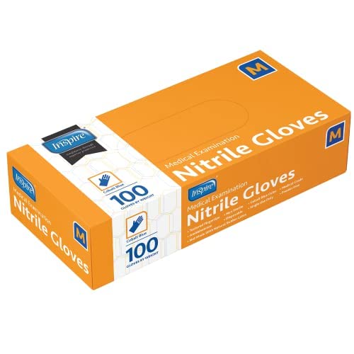 Inspire Nitrile Gloves Medical Examination | The Original Quality Stretch Cobalt Blue | 4.5 Grade Disposable Latex Free Doctors,EMT, Food Service, Cleaning, Janitorial, Household, Hospitals and More