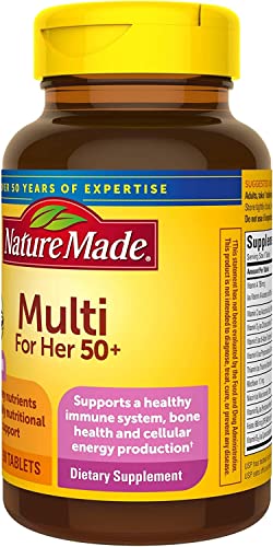 Nature Made Multivitamin For Her 50+ with No Iron – Comprehensive Daily Nutritional Support