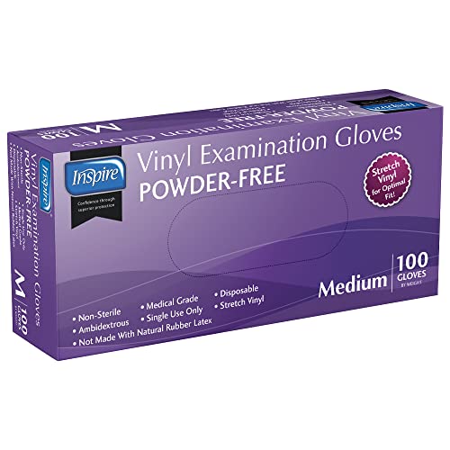 Inspire Stretch Vinyl Exam Gloves | THE ORIGINAL Quality Disposable Latex Free Medical Glove Cleaning Cooking Food Service Labs Healthcare and Household, Large 1000 Count