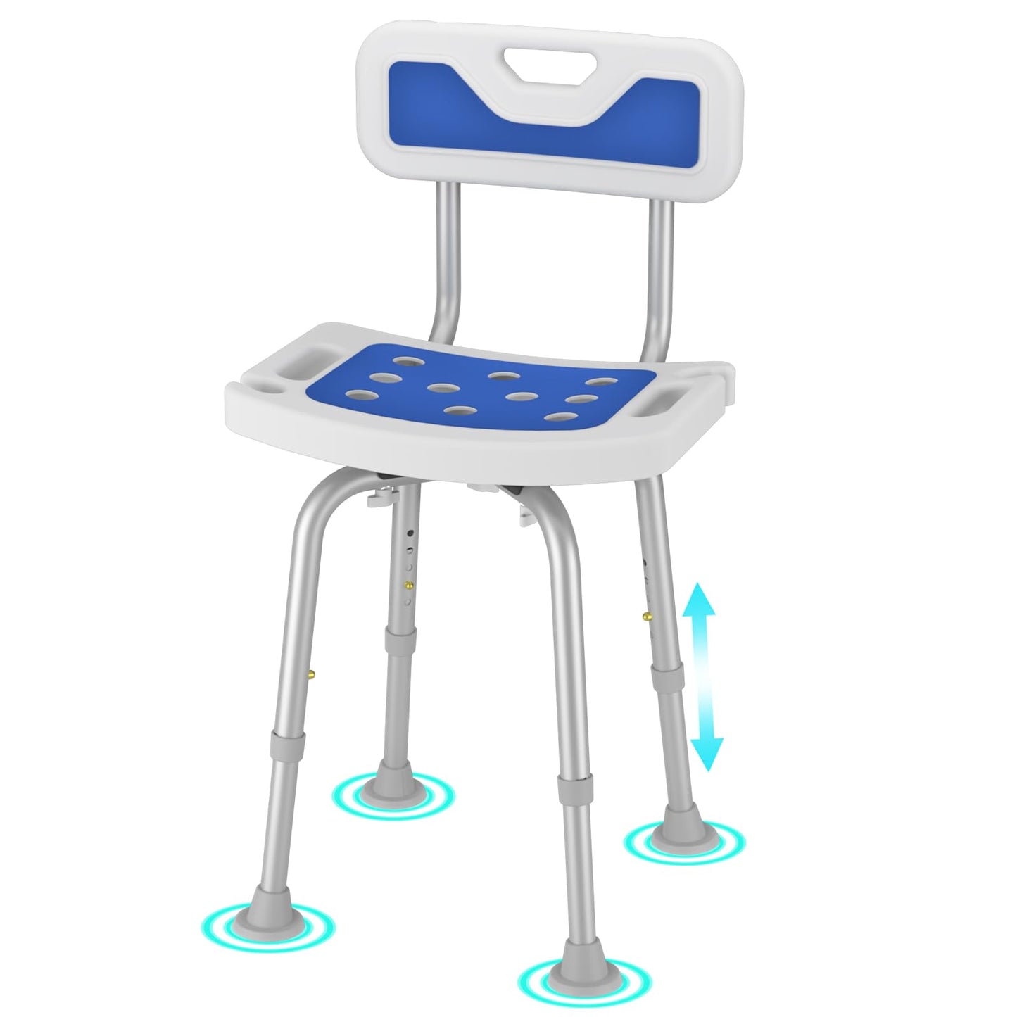 Swive Shower Chair with Arms and Back Heavy Duty 500 lbs for Seniors Elderly Disabled or Bariatric Adults Bench Seat for Inside Shower Stall and Bathroom Bath Tub Seats Adjustable Stool