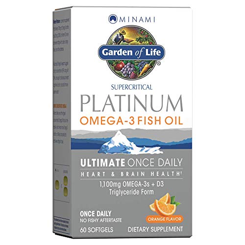 Garden of Life Minami Supercritical Platinum Omega 3 Fish Oil Supplement - Orange, 30 Softgels, Ultimate Once Daily Fish Oil Omega 3 for Heart & Brain Health, 1100mg Omega-3s + 1,000 IU Vitamin D3