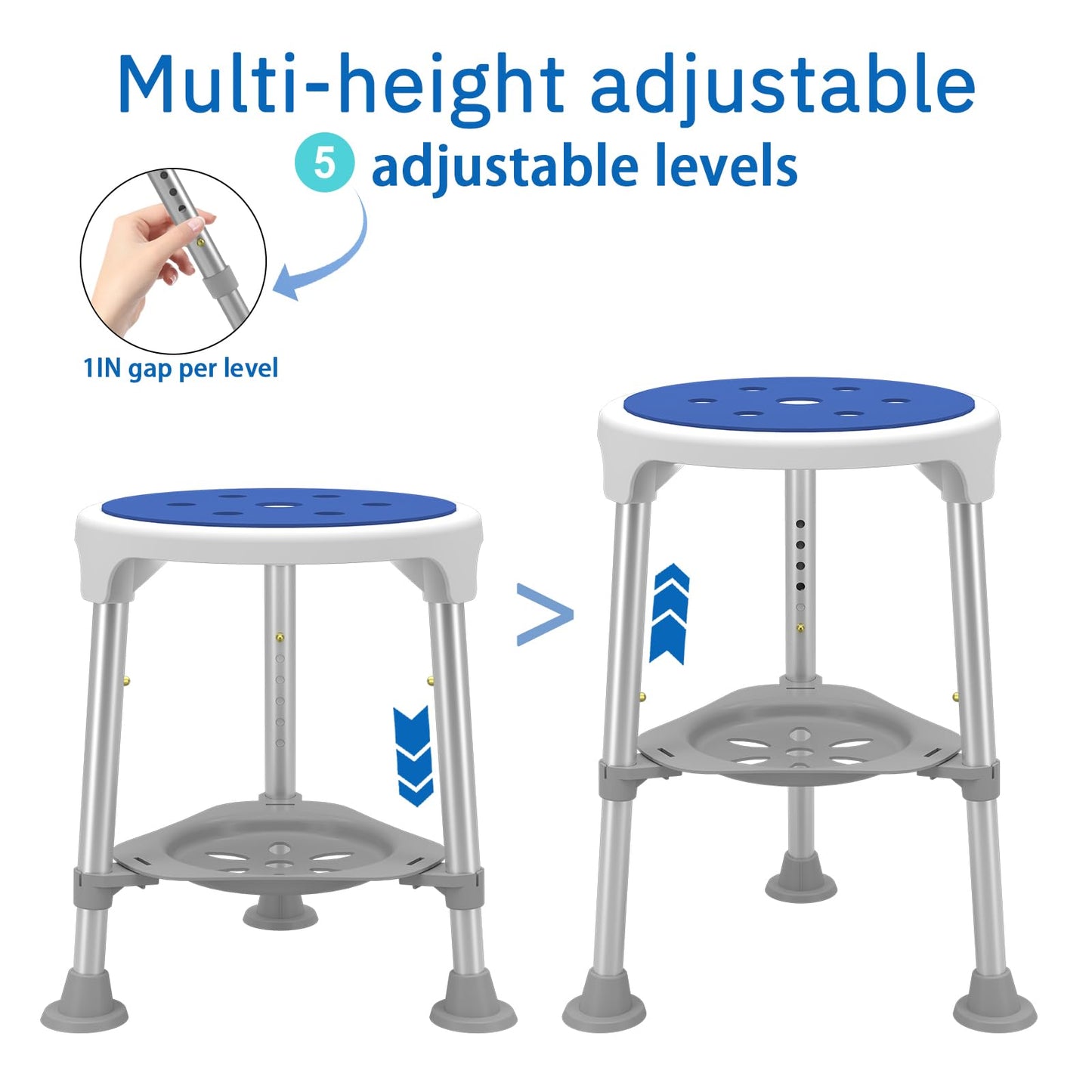 Swivel Shower Chair for Inside Shower, 360 Degree Rotating Seat, Small Shower Stool for Bathtub, Bath Chair for Elderly, Disabled, Adults (300lbs)