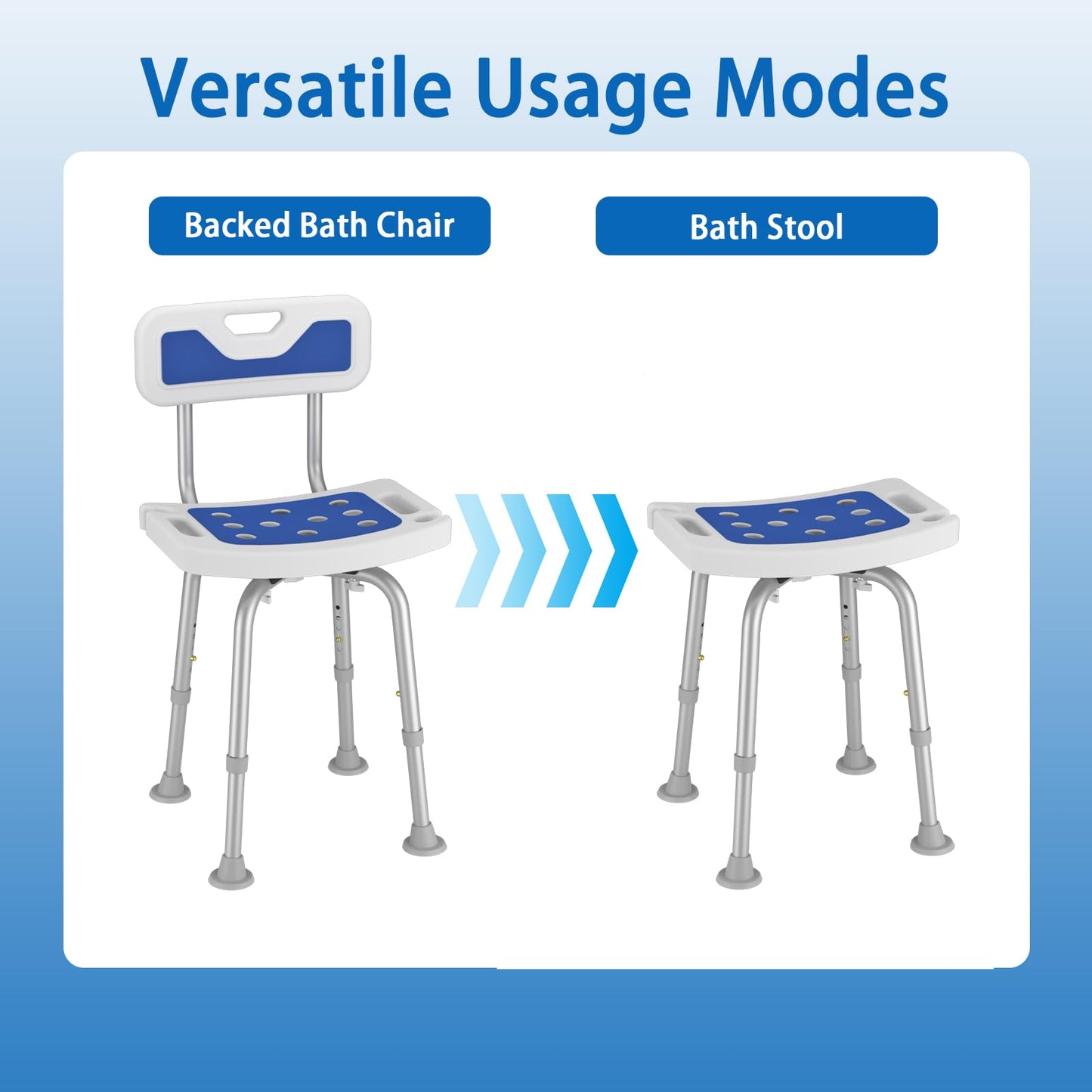 Swive Shower Chair with Arms and Back Heavy Duty 500 lbs for Seniors Elderly Disabled or Bariatric Adults Bench Seat for Inside Shower Stall and Bathroom Bath Tub Seats Adjustable Stool