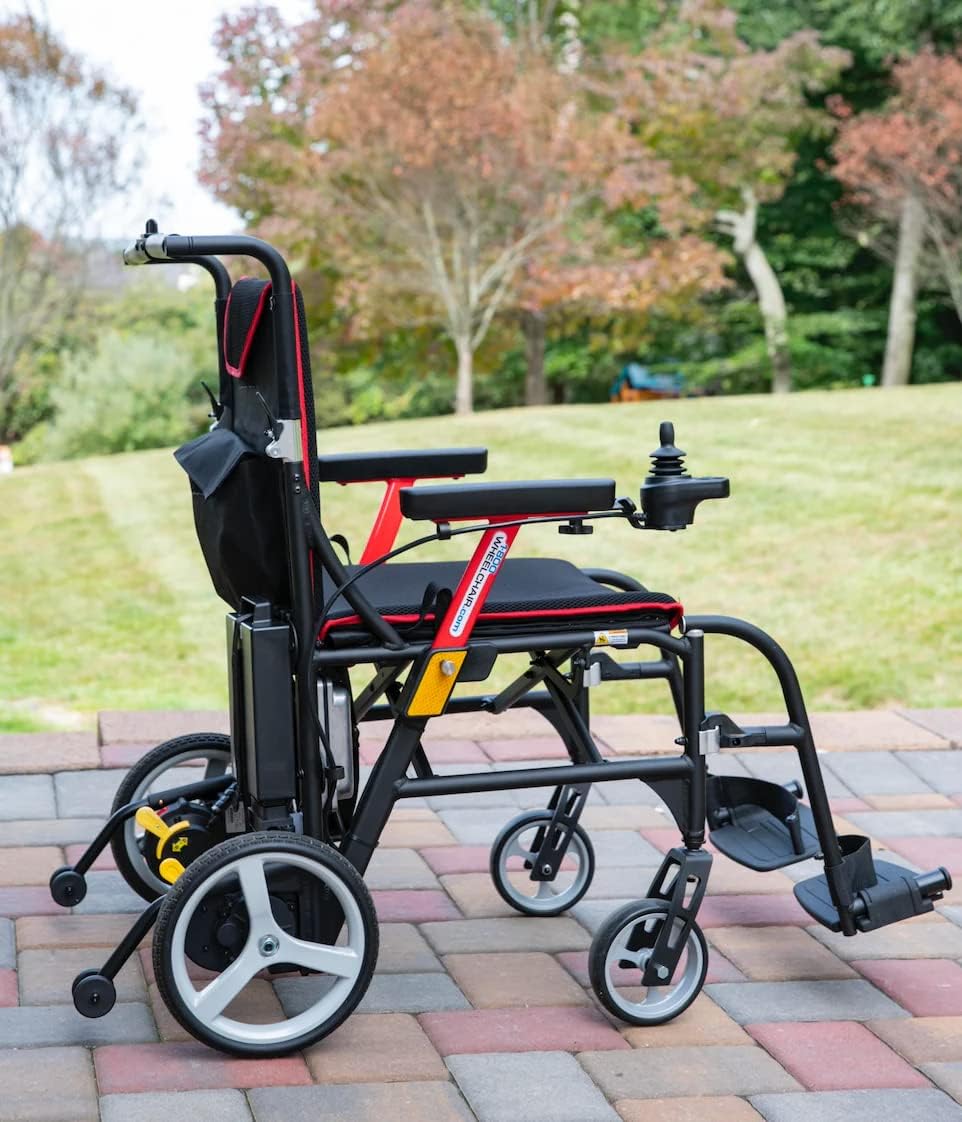 FeatherMobility - Black Lightweight Foldable Electric Power Wheelchair - Right Hand Joystick - 33lb Frame