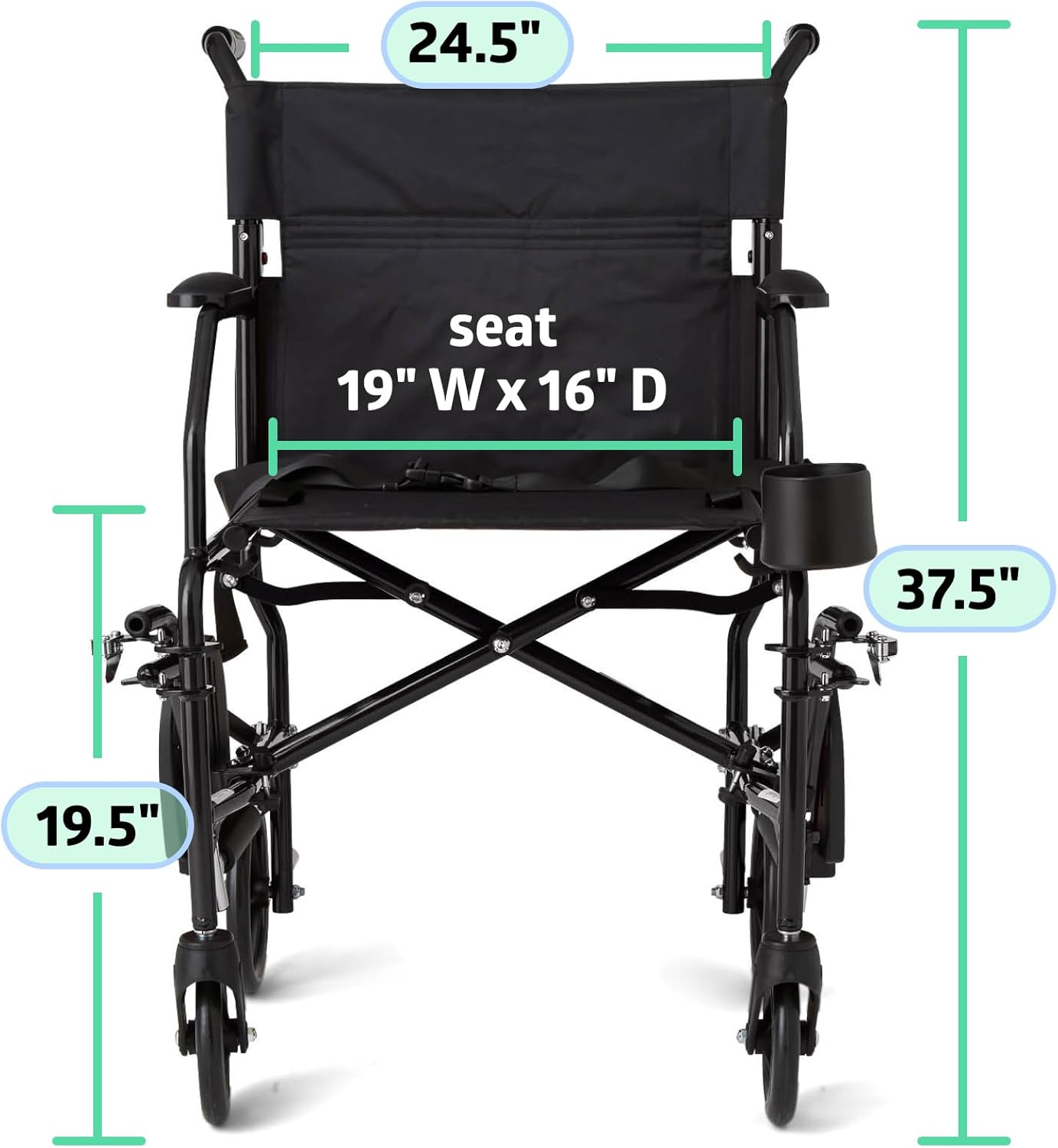 Medline Ultra Lightweight Transport Wheelchair for Adults – Foldable, Compact & Comfortable Mobility Solution