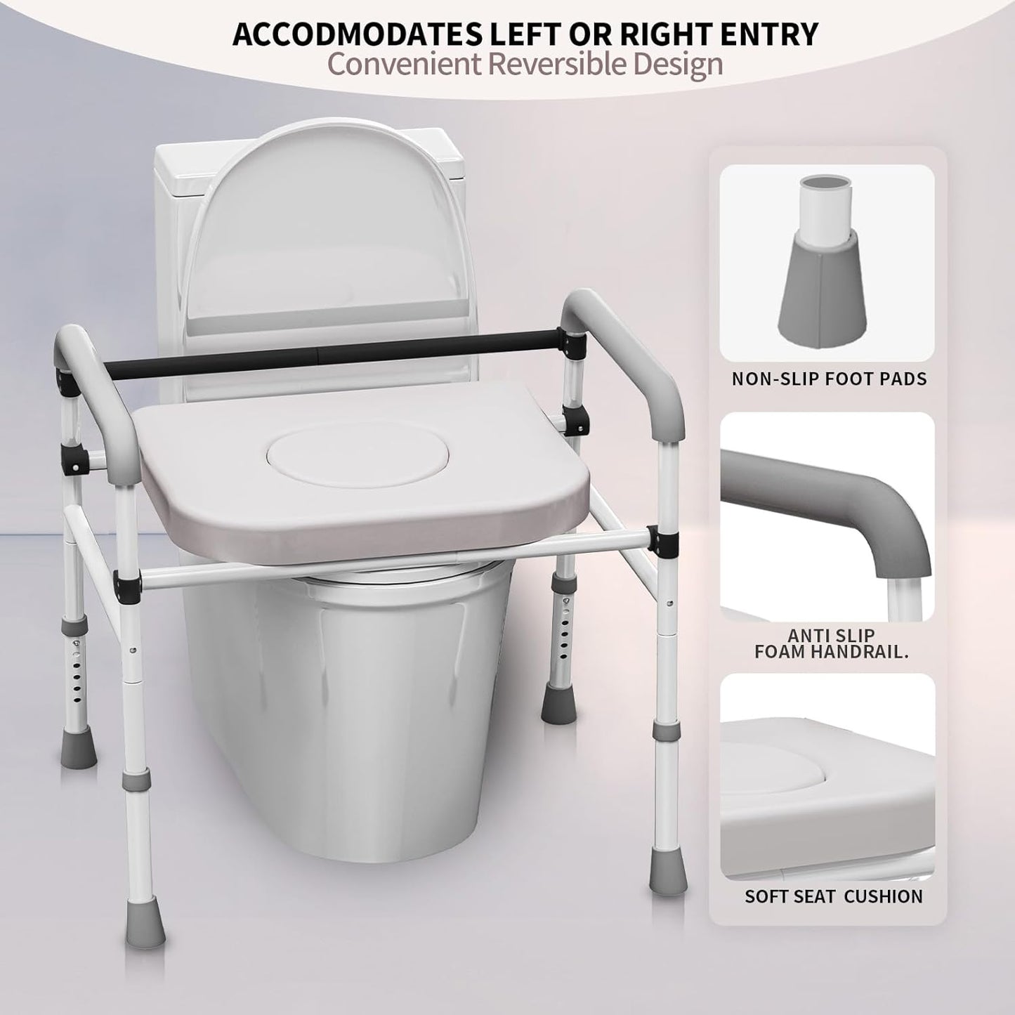 Elevated Portable Raised Handicap Toilet Seat High Risers for Seniors Elderly Adults with Handles Arms Over Toilet Handicapped Extender Lift Booster Elongated Seats Riser Potty Commode Chair Lifter