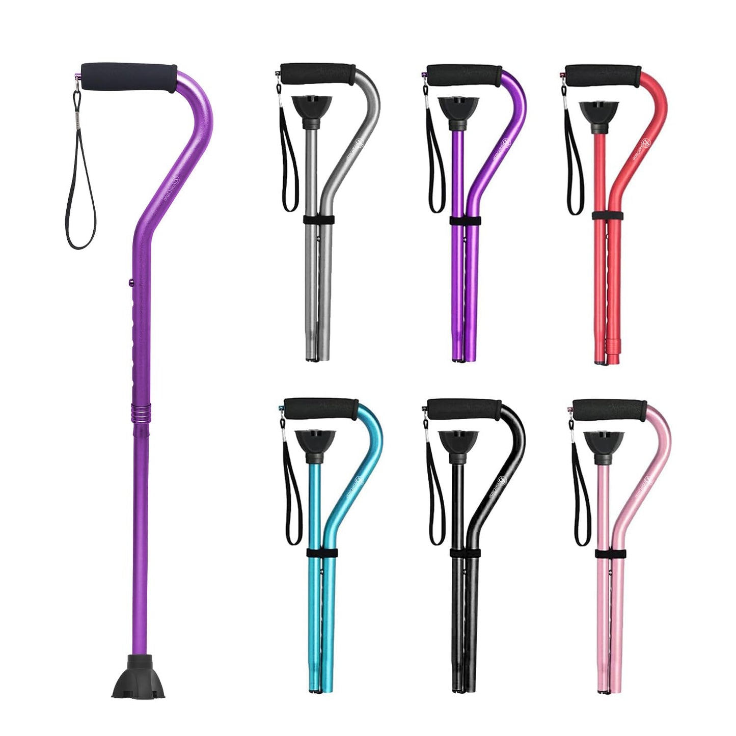 BeneCane Walking Cane for Men & Women Adjustable Cane with Offset Soft Cushioned Handle -Portable Lightweight Sturdy Mobility Walker Aid for Elderly, Seniors Collapsible Cane