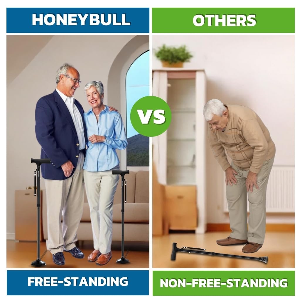 HONEYBULL Walking Cane for Men & Women – Foldable, Adjustable & Heavy-Duty Mobility Aid
