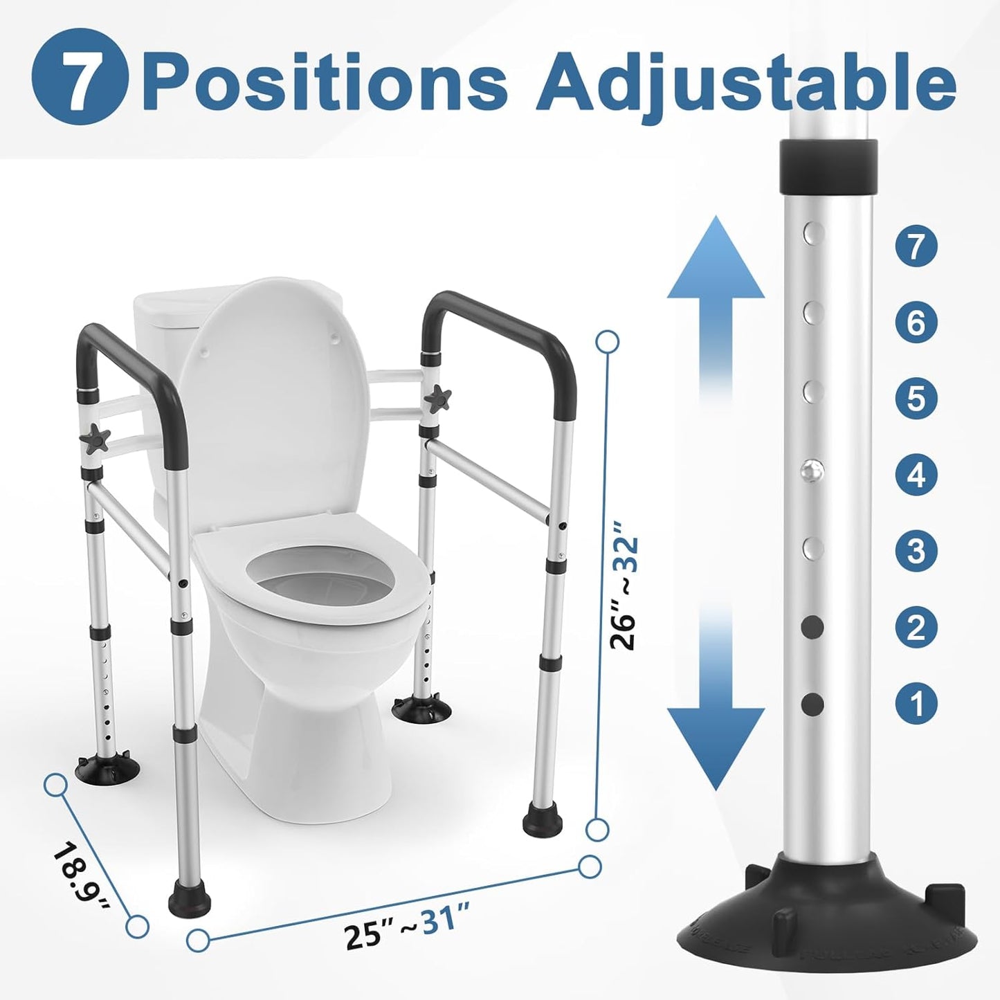 Toilet Safety Rails for Seniors and Shower Chair for Inside Shower with Removable Back