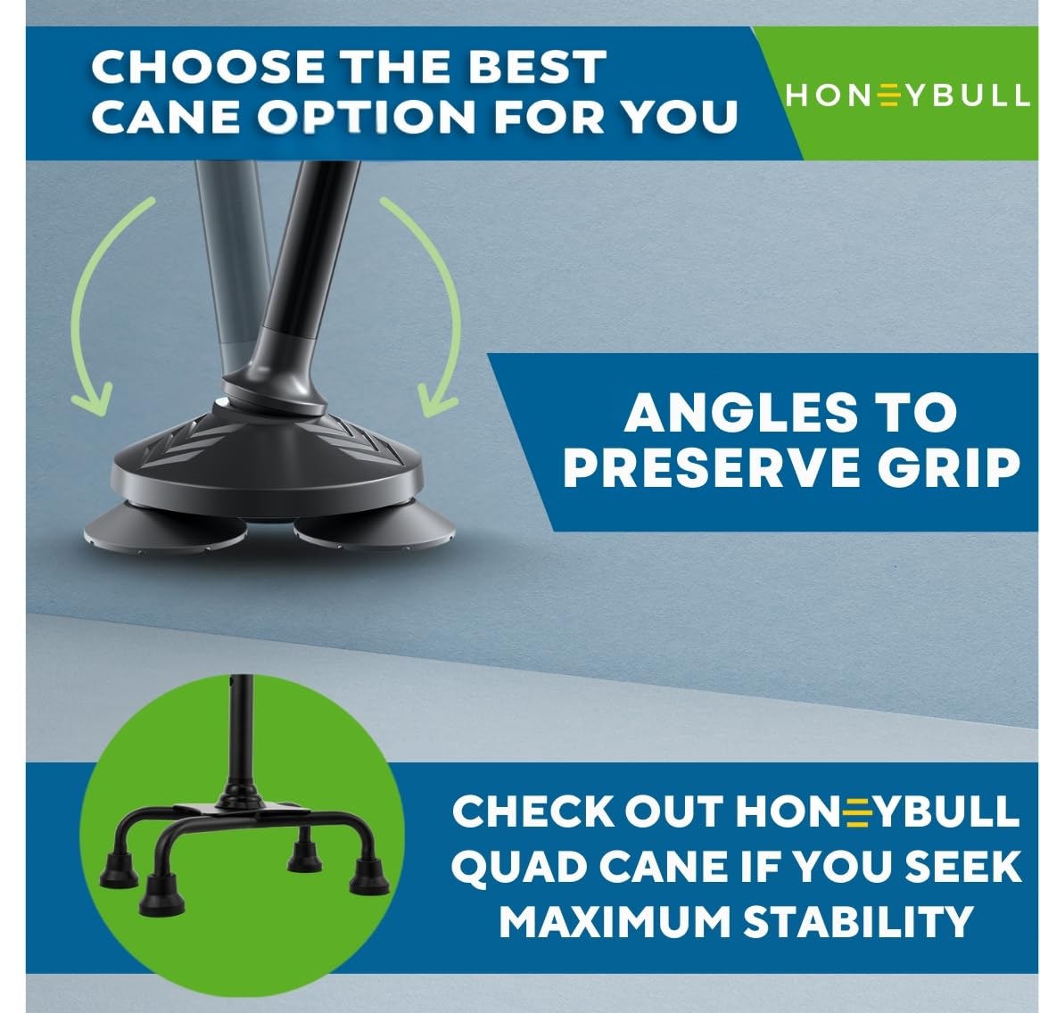 HONEYBULL Walking Cane for Men & Women – Foldable, Adjustable & Heavy-Duty Mobility Aid