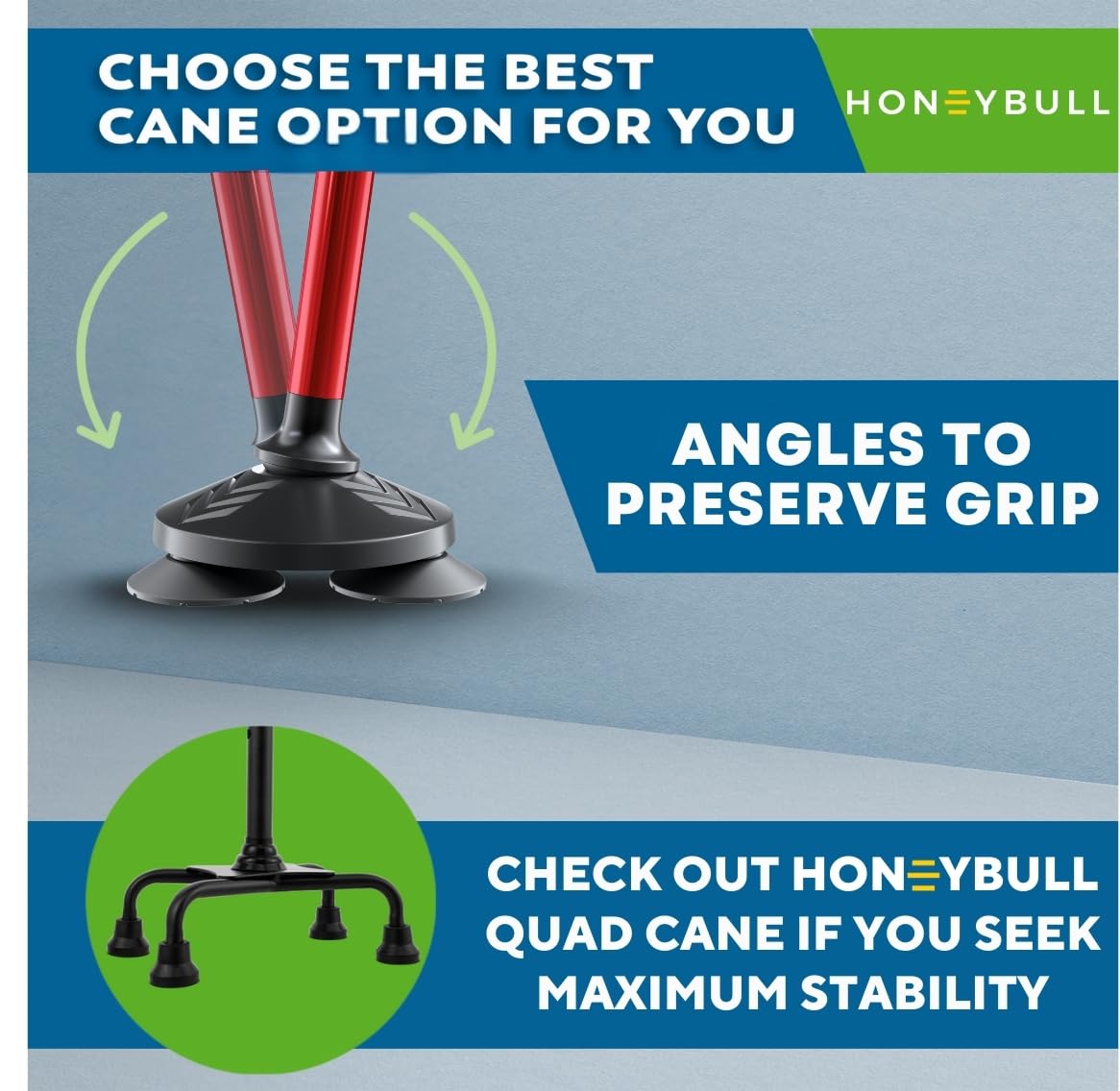 HONEYBULL Walking Cane for Men & Women – Foldable, Adjustable & Heavy-Duty Mobility Aid