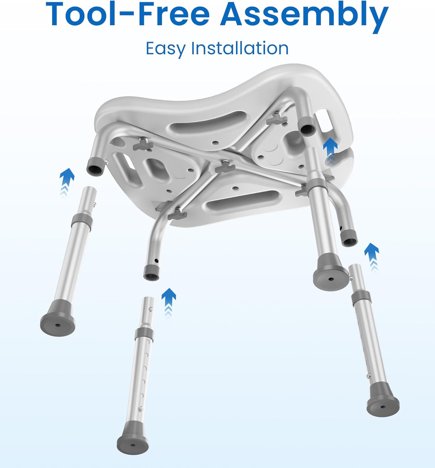 Shower Chair for Inside Shower, FSA/HSA Eligible, Adjustable Shower Stool with Strong Non-Slip Feet, 350 lbs Shower Seat for Inside Tub, Bench Bath Chair for Elderly and Disabled, Grey