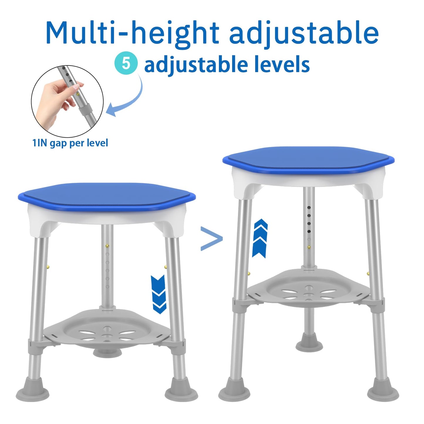 Swivel Shower Chair for Inside Shower, 360 Degree Rotating Seat, Small Shower Stool for Bathtub, Bath Chair for Elderly, Disabled, Adults (300lbs)