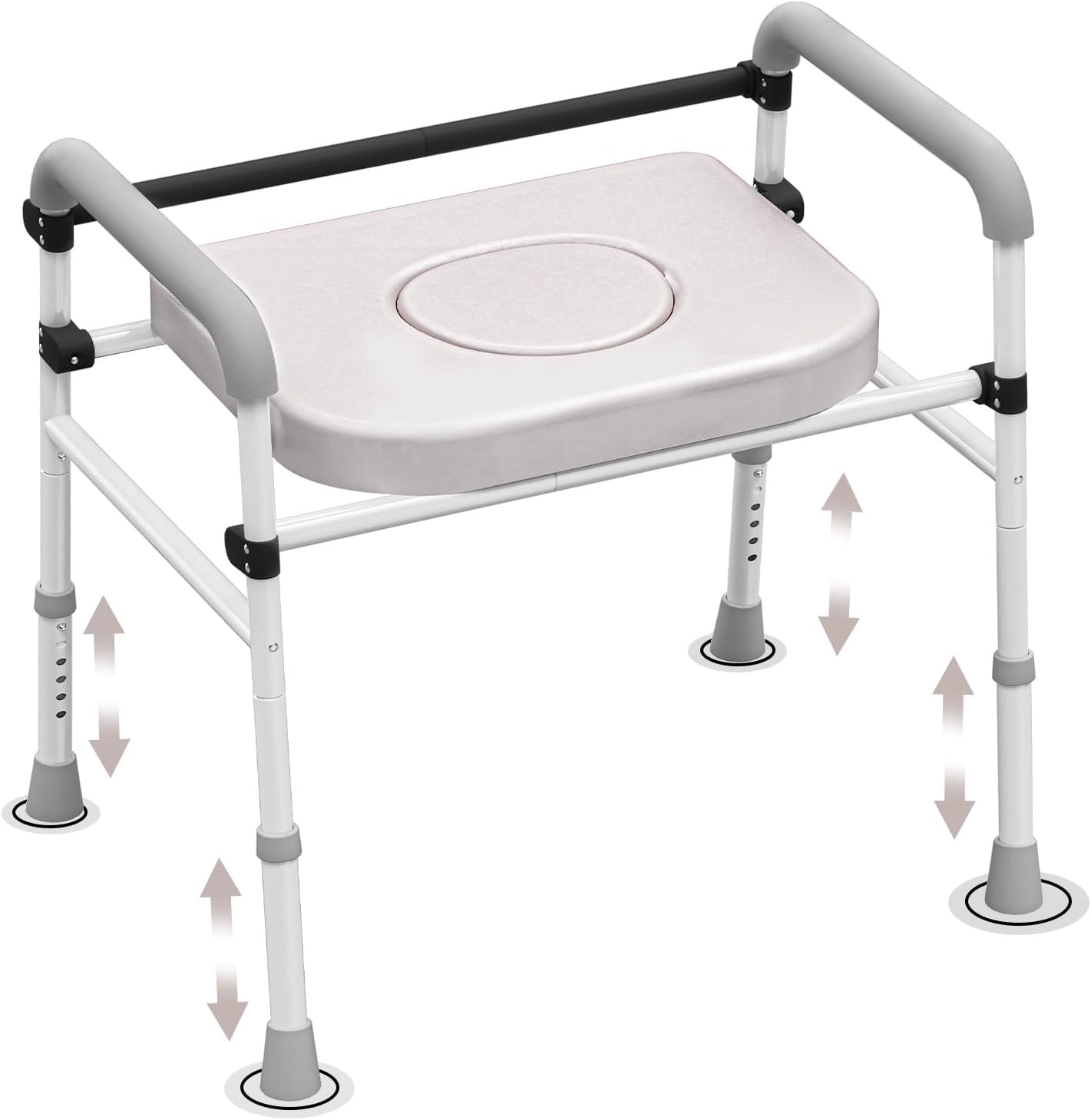 Elevated Portable Raised Handicap Toilet Seat High Risers for Seniors Elderly Adults with Handles Arms Over Toilet Handicapped Extender Lift Booster Elongated Seats Riser Potty Commode Chair Lifter