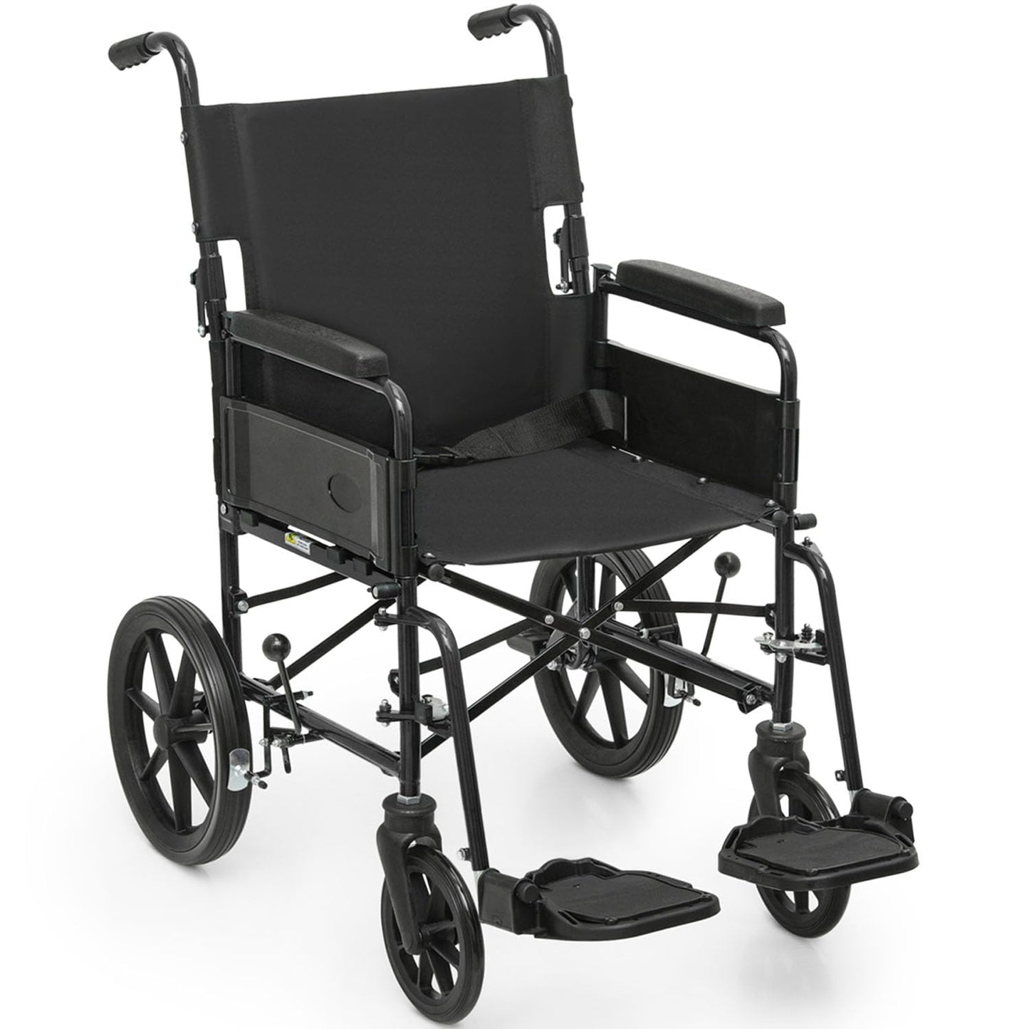 Wheelchair, Folding Transport Wheelchair with Swing-Away Foot Rest and Removable Flip Back Armrests, 18" Wide Seat for Adults Seniors Transfers, 300lbs, Black