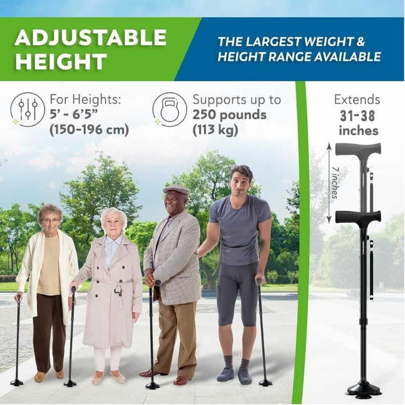 HONEYBULL Walking Cane for Men & Women – Foldable, Adjustable & Heavy-Duty Mobility Aid