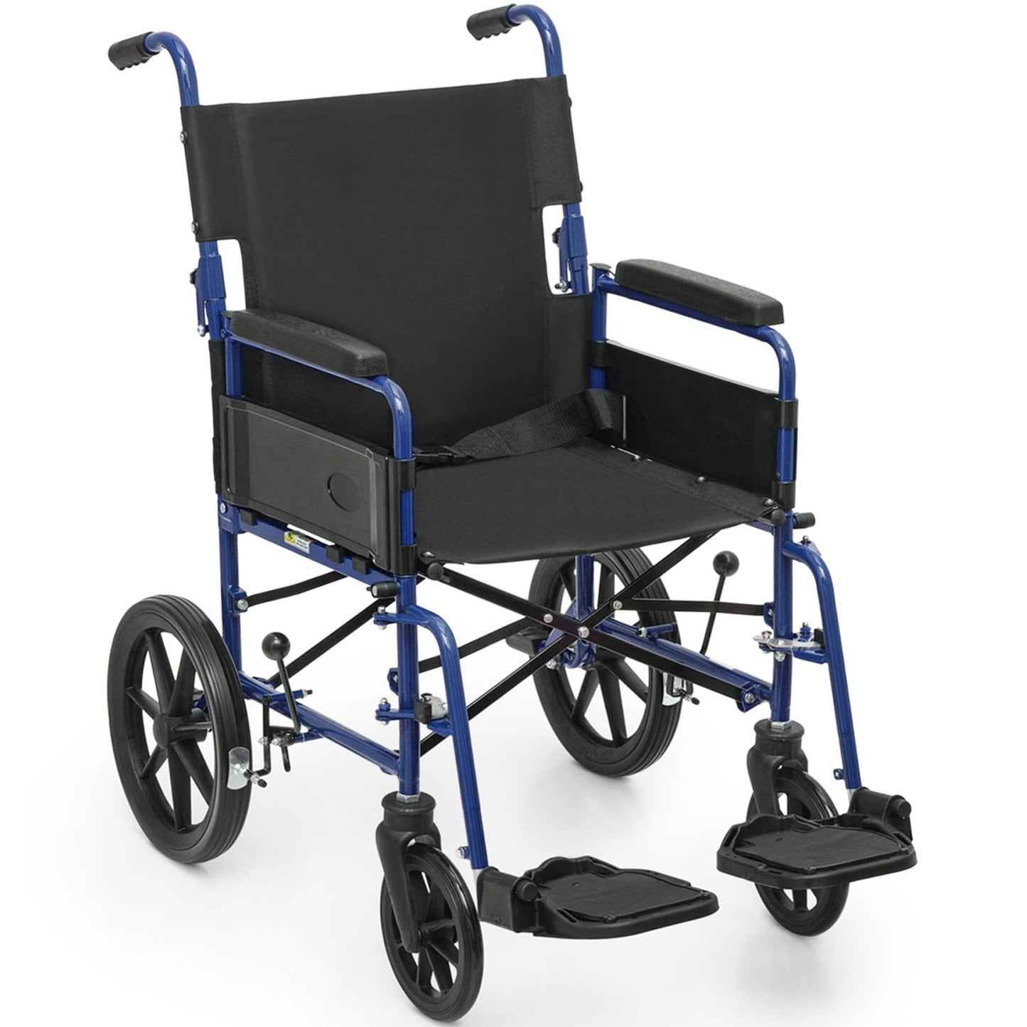 Wheelchair, Folding Transport Wheelchair with Swing-Away Foot Rest and Removable Flip Back Armrests, 18" Wide Seat for Adults Seniors Transfers, 300lbs, Black