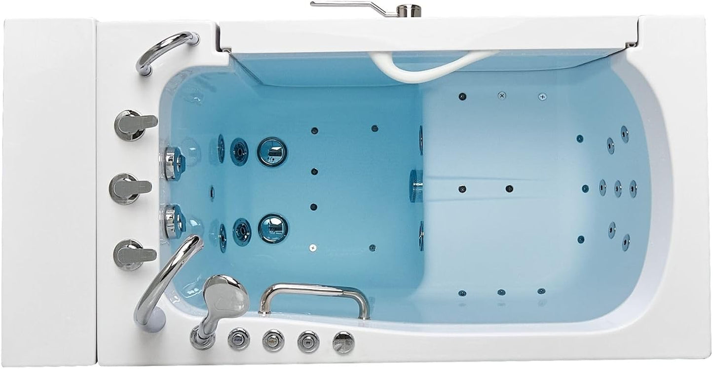 Ella Wheelchair Transfer 30"x52" Acrylic Air & Hydro Massage & Heated Seat Walk-In Bathtub – Accessible, Therapeutic, and Luxurious Bathing Solution
