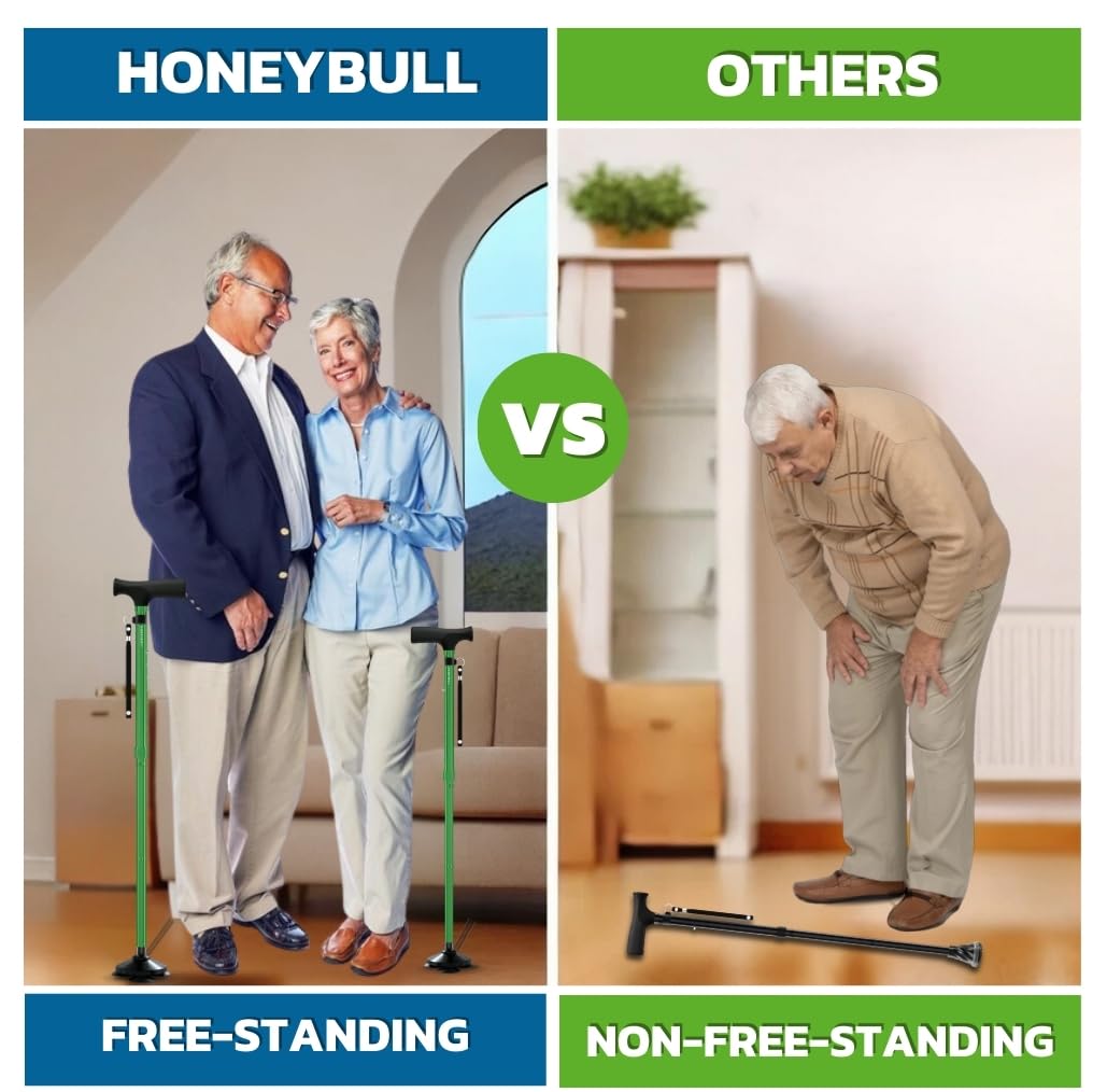 HONEYBULL Walking Cane for Men & Women – Foldable, Adjustable & Heavy-Duty Mobility Aid