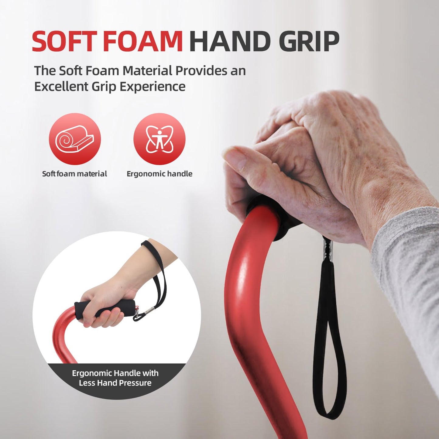BeneCane Walking Cane for Men & Women Adjustable Cane with Offset Soft Cushioned Handle -Portable Lightweight Sturdy Mobility Walker Aid for Elderly, Seniors Collapsible Cane
