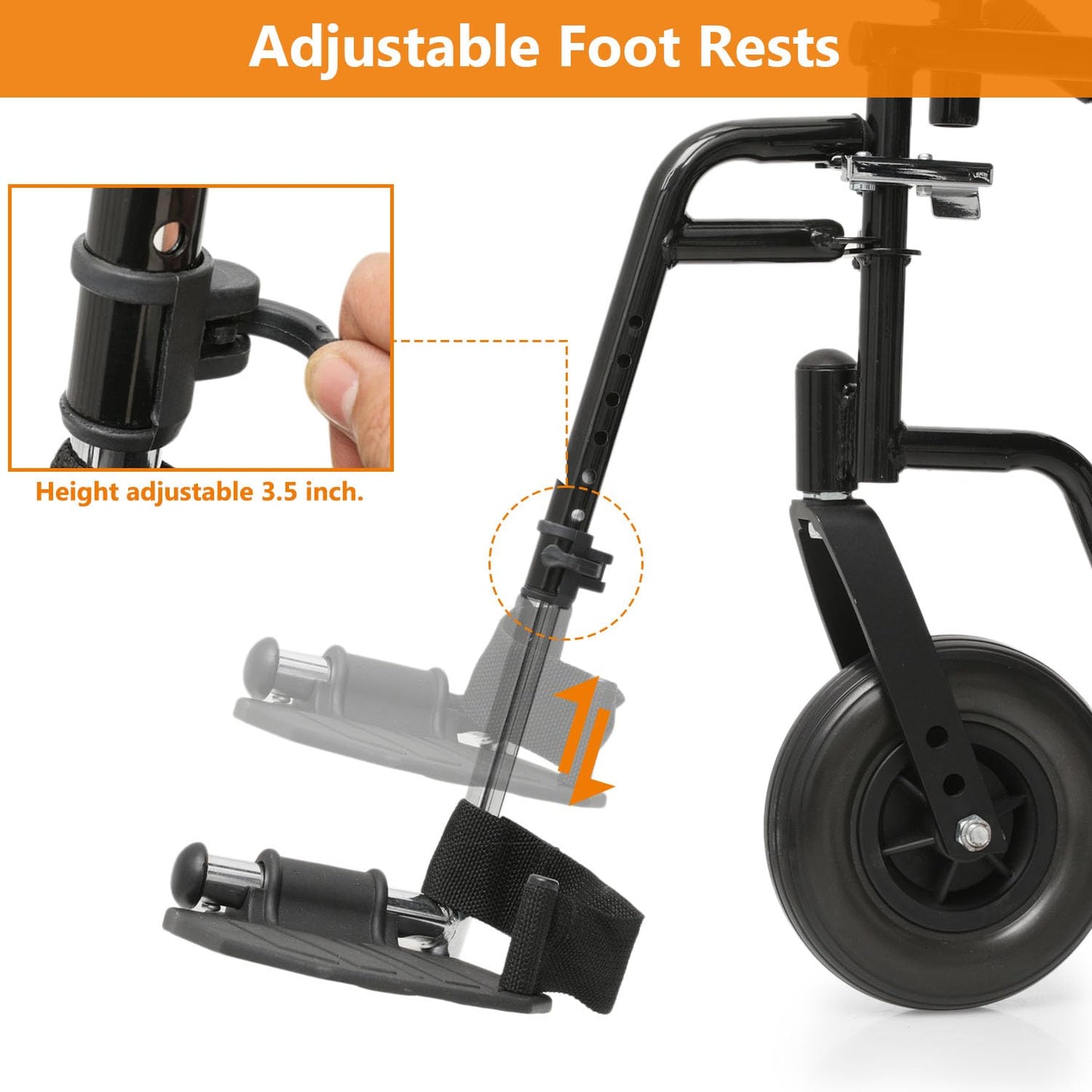 Self-Propelled Wheelchair, Extra Wide Folding Transport Bariatric Wheelhair with Swing-Away Foot Rest and Removable Flip Back Armrests, 24" Wide Seat for Adults Seniors Transfers, 500lbs, Blue