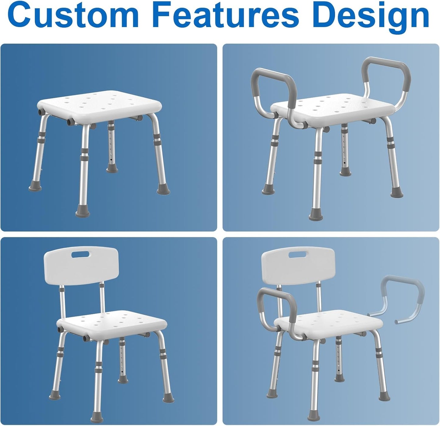 FSA/HSA Eligible Raised Toilet Seat with Handles and Shower Chair for Inside Shower with Arms and Back