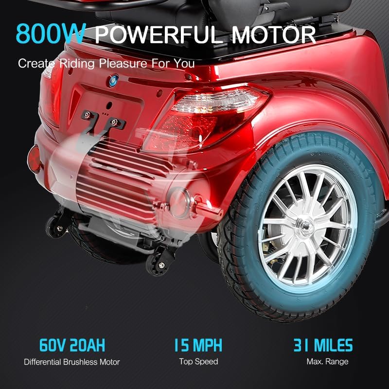Heavy Duty 4-Wheel Mobility Scooter for Seniors & Adults – Powerful, All-Terrain & Long-Range Travel Solution