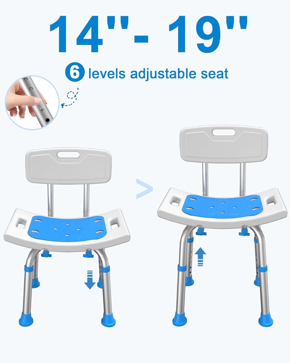 Raised Toilet Seat with Handles and Shower Chair for Inside Shower with Removable Back