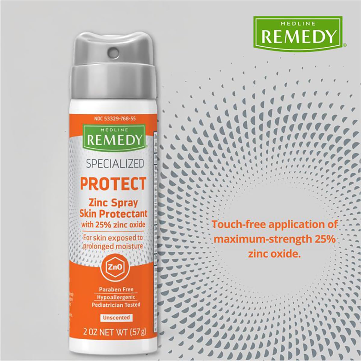 Medline Remedy Specialized Zinc Spray Skin Protectant – Touch-Free, Maximum-Strength Zinc Oxide for Skin Protection