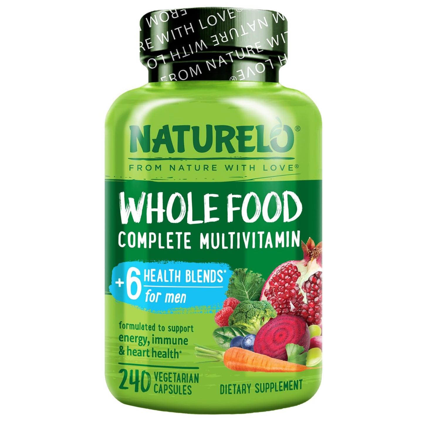 NATURELO Mens Multivitamins - Whole Food Multivitamin for Men with Vitamins, Minerals - 120 Vegetarian Capsules for Energy, Brain, Heart, Eye Health*