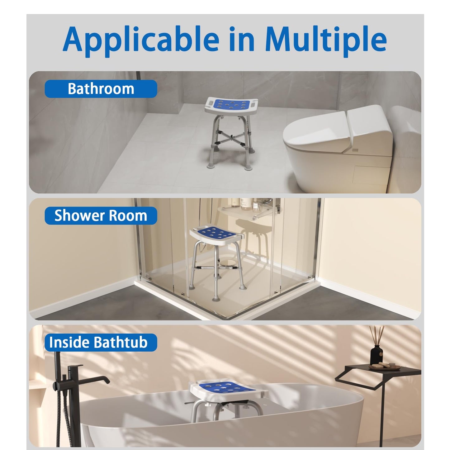 Swivel Shower Chair for Inside Shower, 360 Degree Rotating Seat, Small Shower Stool for Bathtub, Bath Chair for Elderly, Disabled, Adults (300lbs)