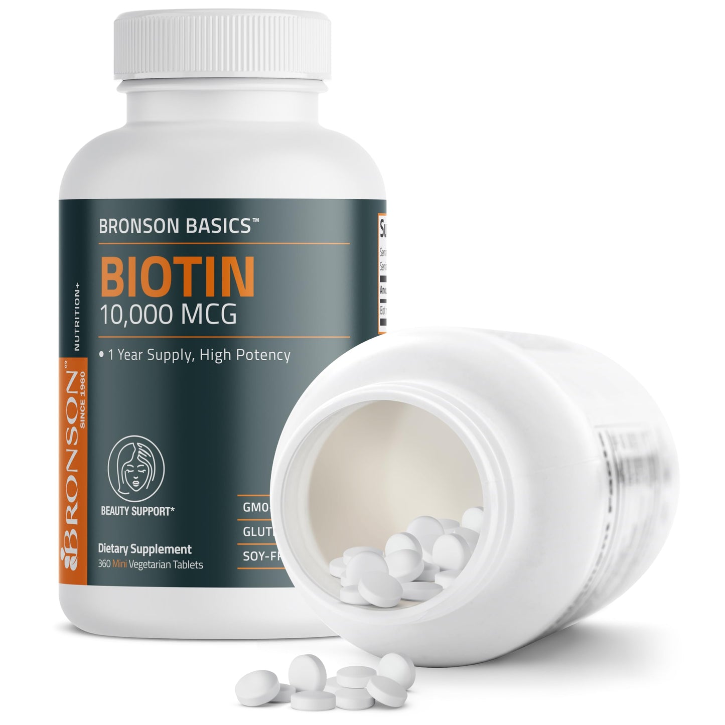 Bronson Biotin 10,000mcg, Supports Healthy Hair, Skin and Nails, Vegetarian, Non-GMO, 150 Tablets