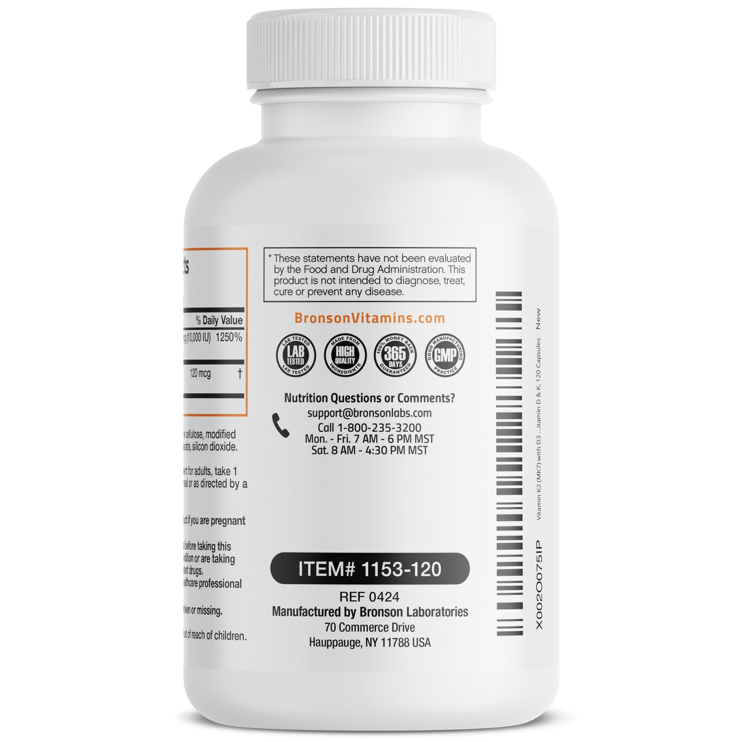 Bronson Vitamin K2 (MK7) with D3 Extra Strength Supplement Bone Health Non-GMO Formula 10,000 IU & 120 mcg MK-7 Easy to Swallow D K, 60 Capsules