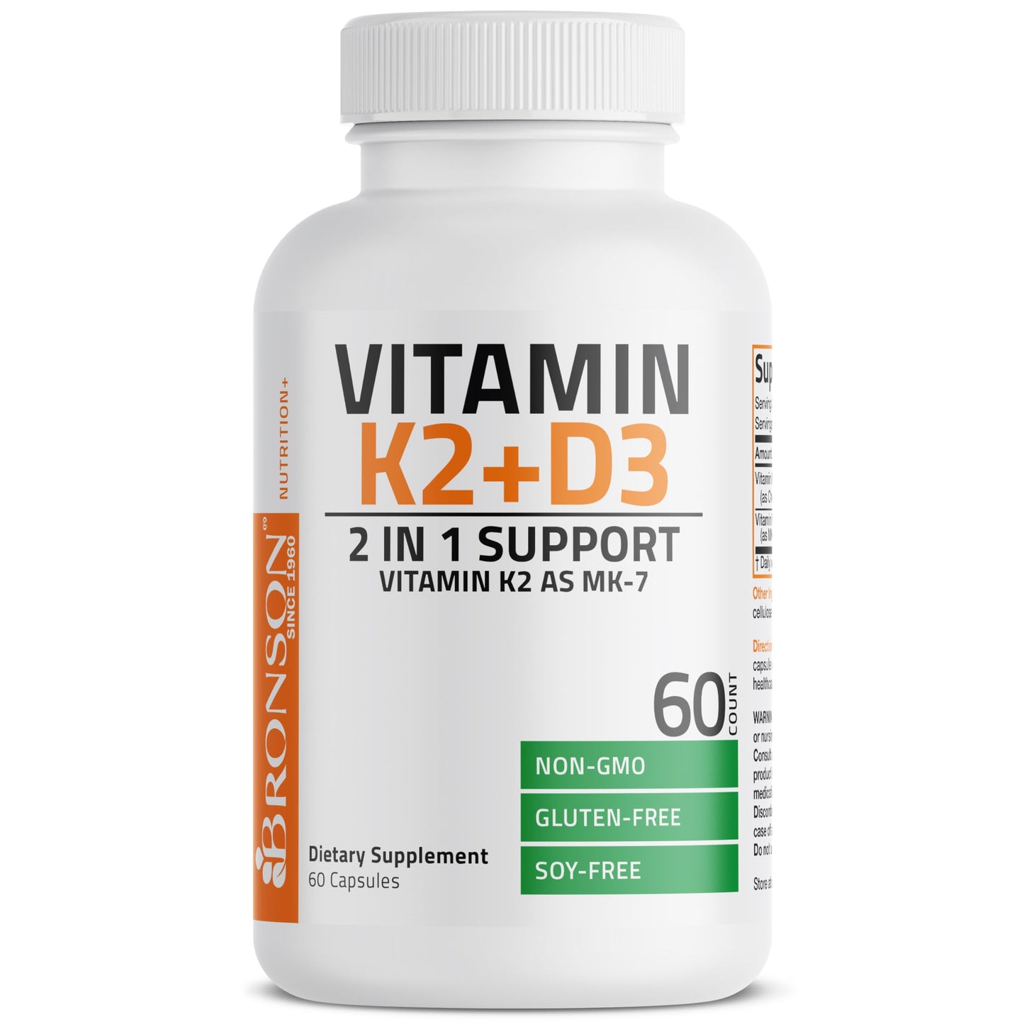 Bronson Vitamin K2 (MK7) with D3 Supplement Non-GMO Formula 5000 IU Vitamin D3 & 90 mcg K2 MK-7 Easy to Swallow D & K Complex, 120 Capsules