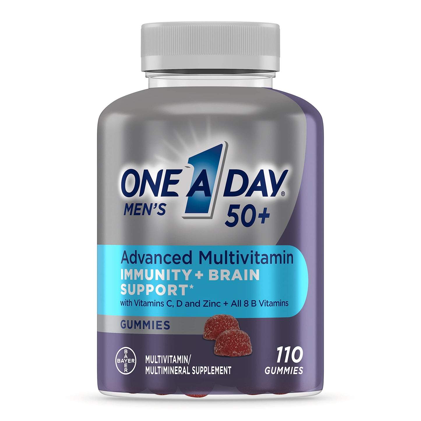 One A Day Men’s 50+ Gummies – Advanced Multivitamin for Brain & Immunity Support