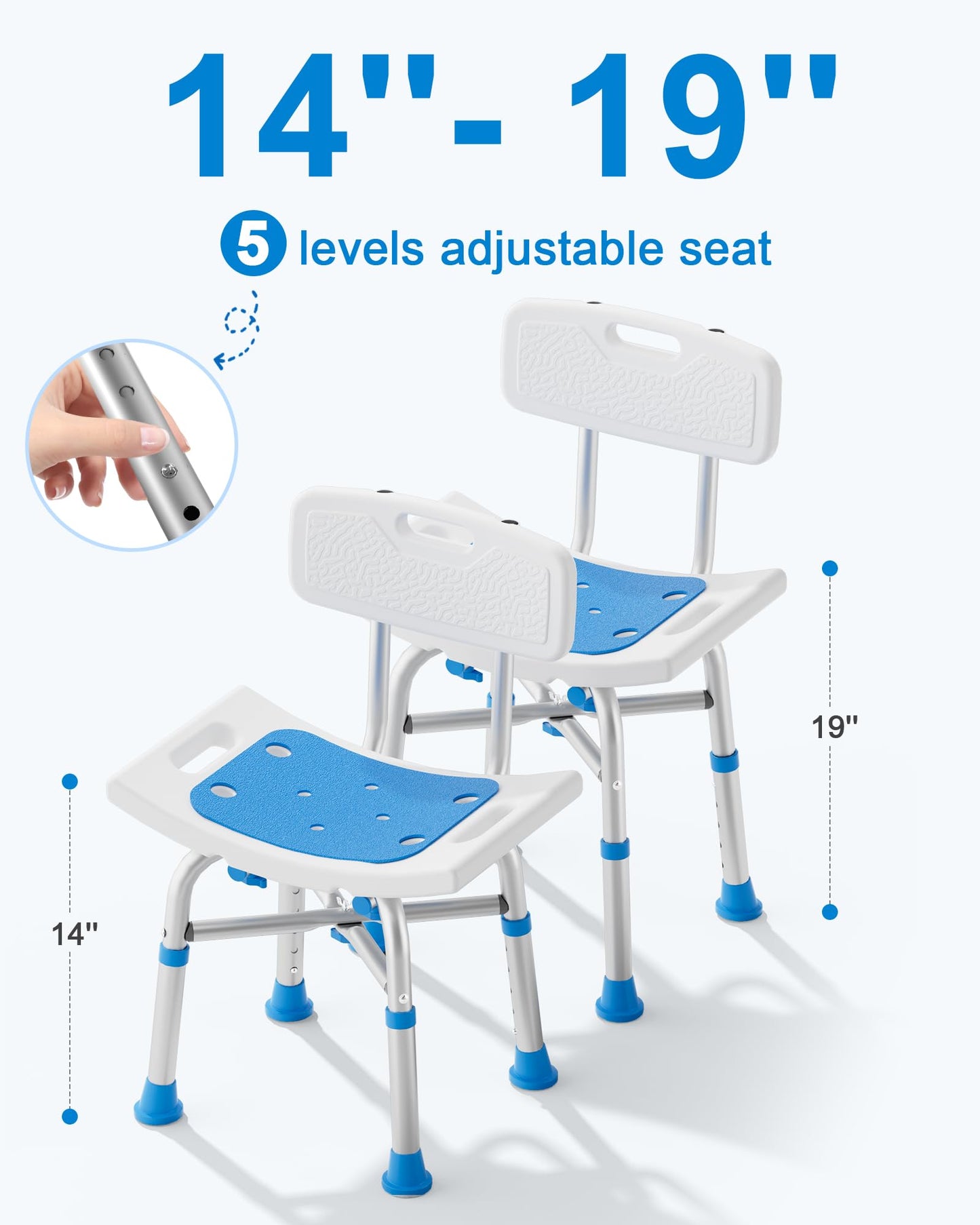 Shower Chair for Inside Shower with Removable Back, FSA/HSA Eligible 500 lbs Heavy Duty Bath Chair for Bathtub, Safety Bath Seat Bath Stool for Seniors and Disabled