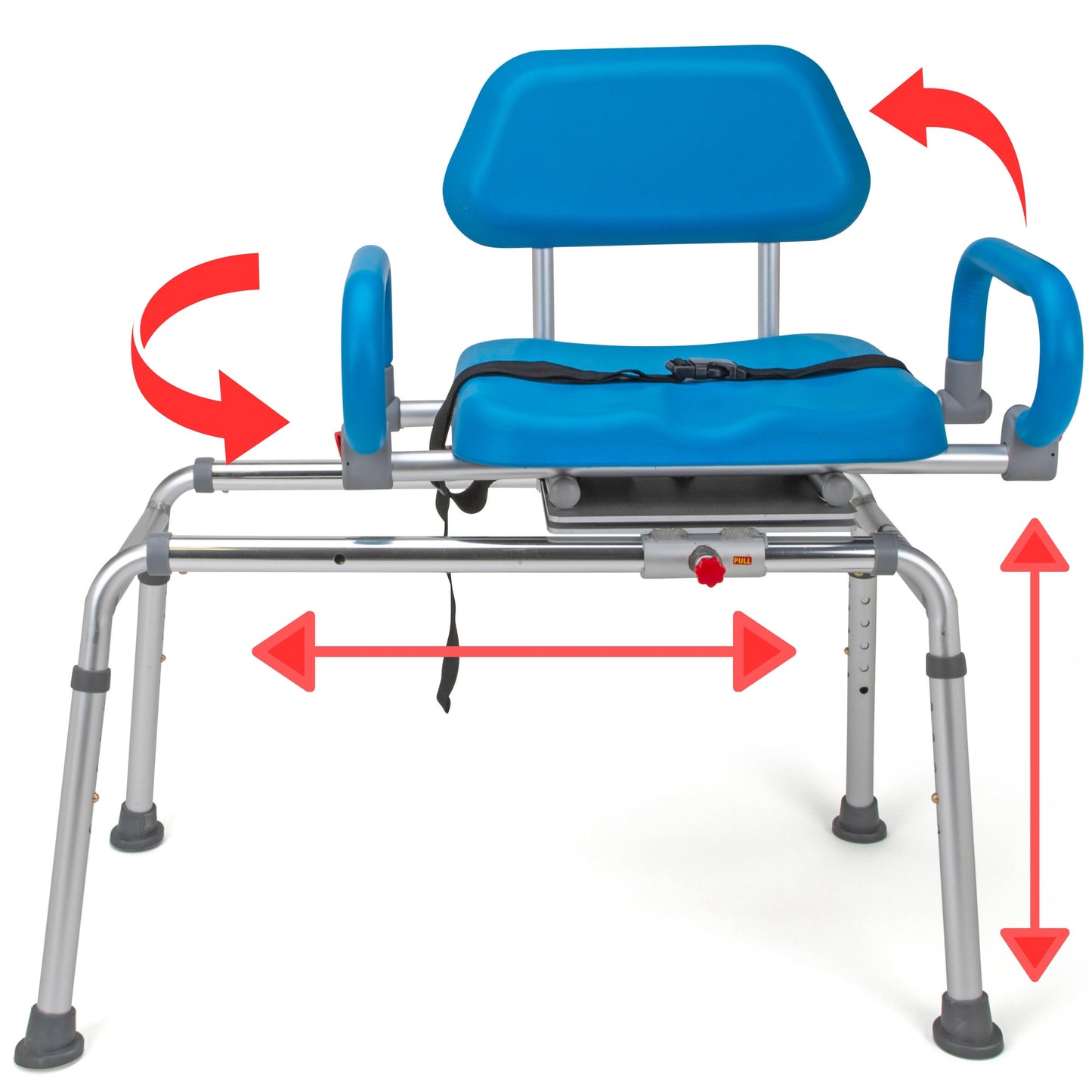 Mobo Sliding Shower Chair, Tub Transfer Bench with Swivel Seat - Adjustable Height, Locking Mechanism - Water Proof, 330 lbs Weight Capacity, Inside Shower for Elderly, Seniors, Handicap