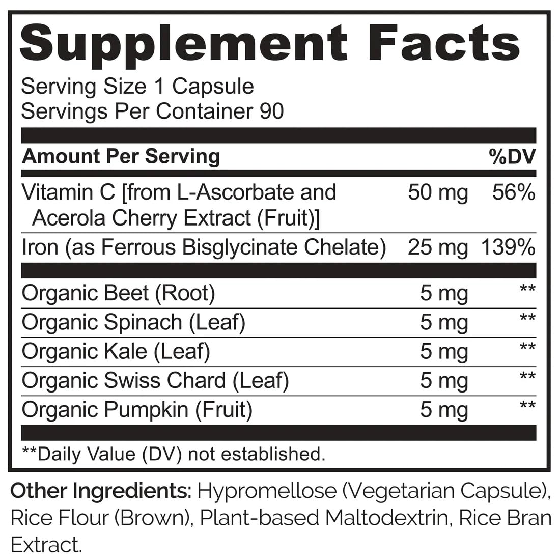 NATURELO Vegan Iron Supplement with Vitamin C and Organic Whole Foods - Gentle Iron Pills for Women & Men with Iron Deficiency Including Pregnancy, Anemia and Vegan Diets - 90 Mini Capsules