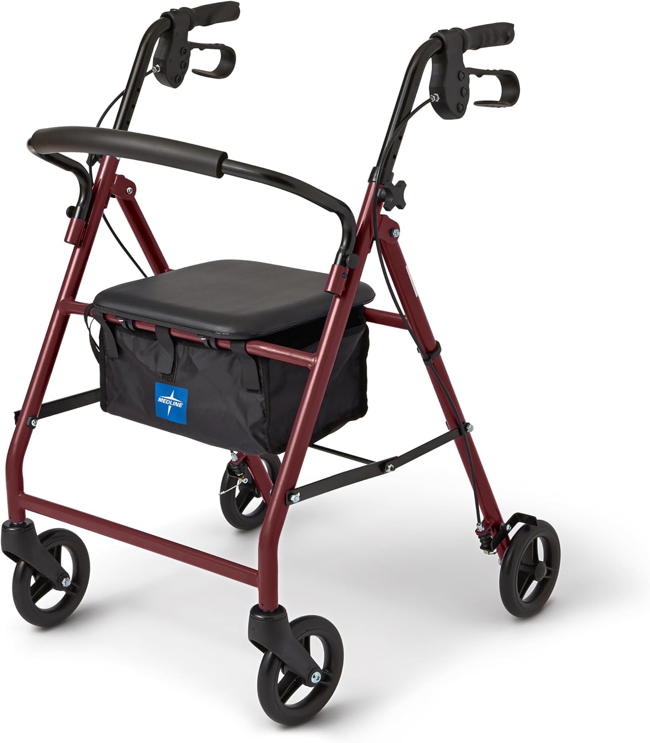 Medline Aluminum Rollator Walker with Seat – Lightweight, Foldable & Comfortable Mobility Aid