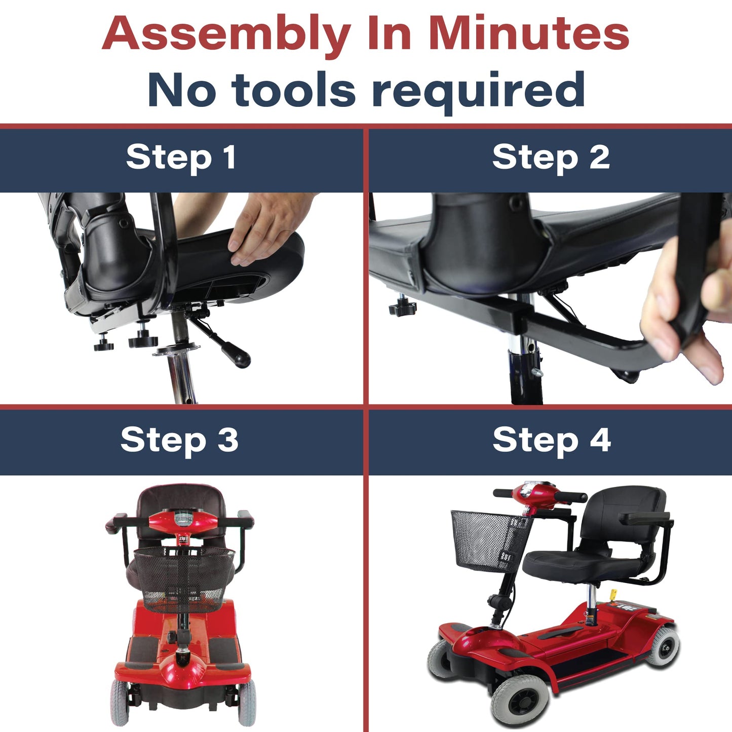 Zipr Traveler 4 Wheel Mobility Scooter - Upgraded Battery - Portable Folding Scooter - Adults, Seniors, Elderly - Charger and Metal Basket Included