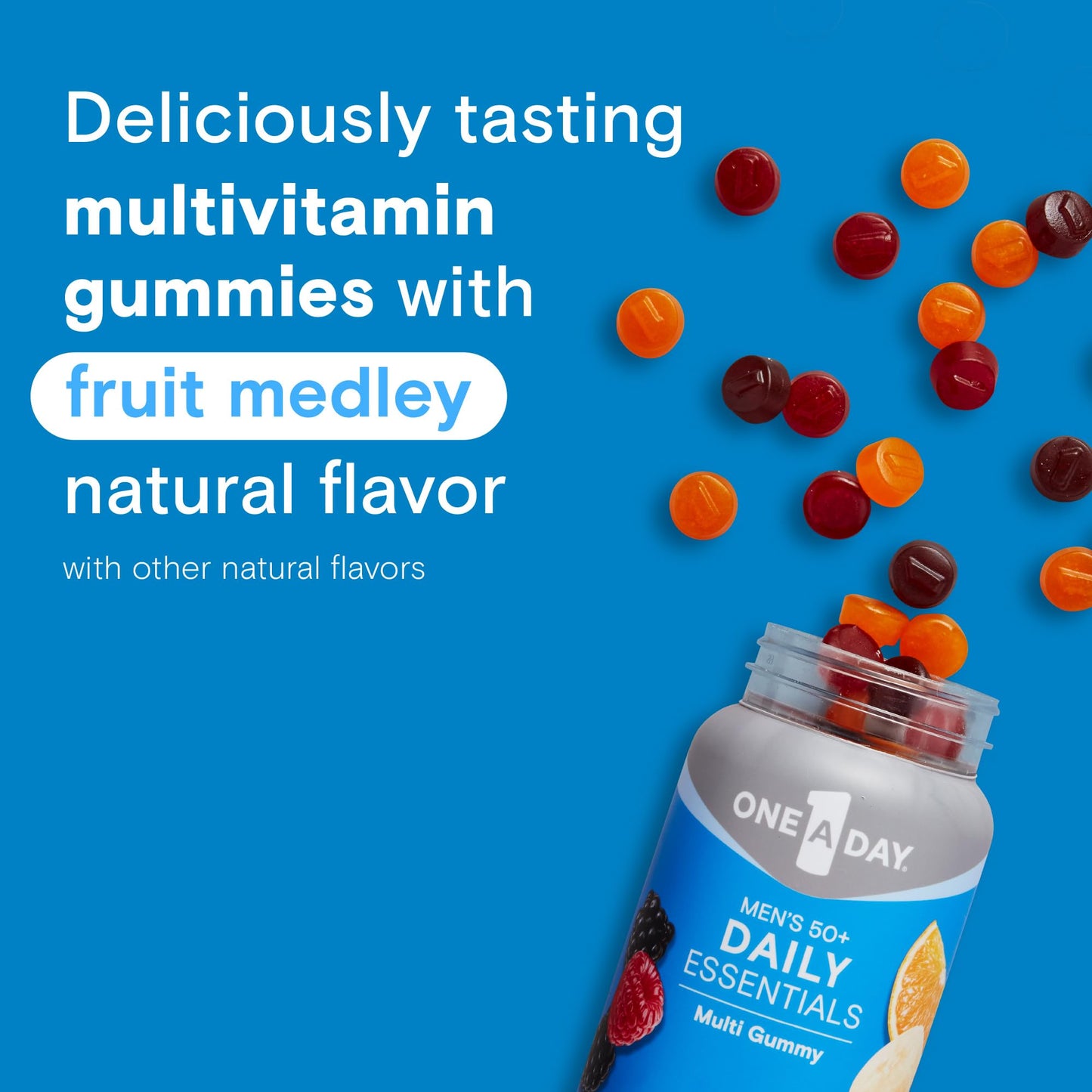 One A Day Men’s 50+ Gummies – Advanced Multivitamin for Brain & Immunity Support