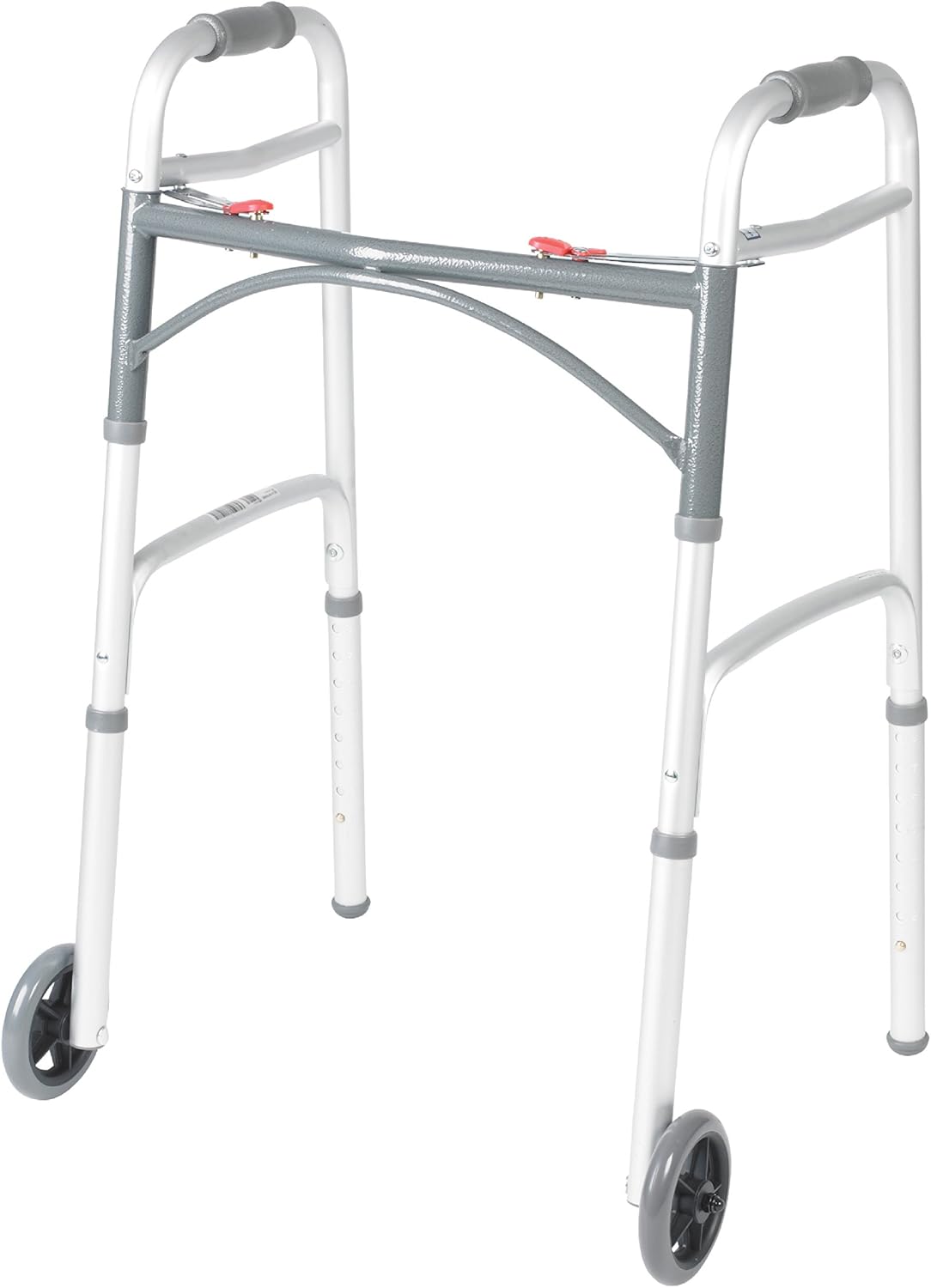Drive Medical 10210-1 2-Button Folding Walker with Wheels – Lightweight, Adjustable & Reliable Mobility Aid