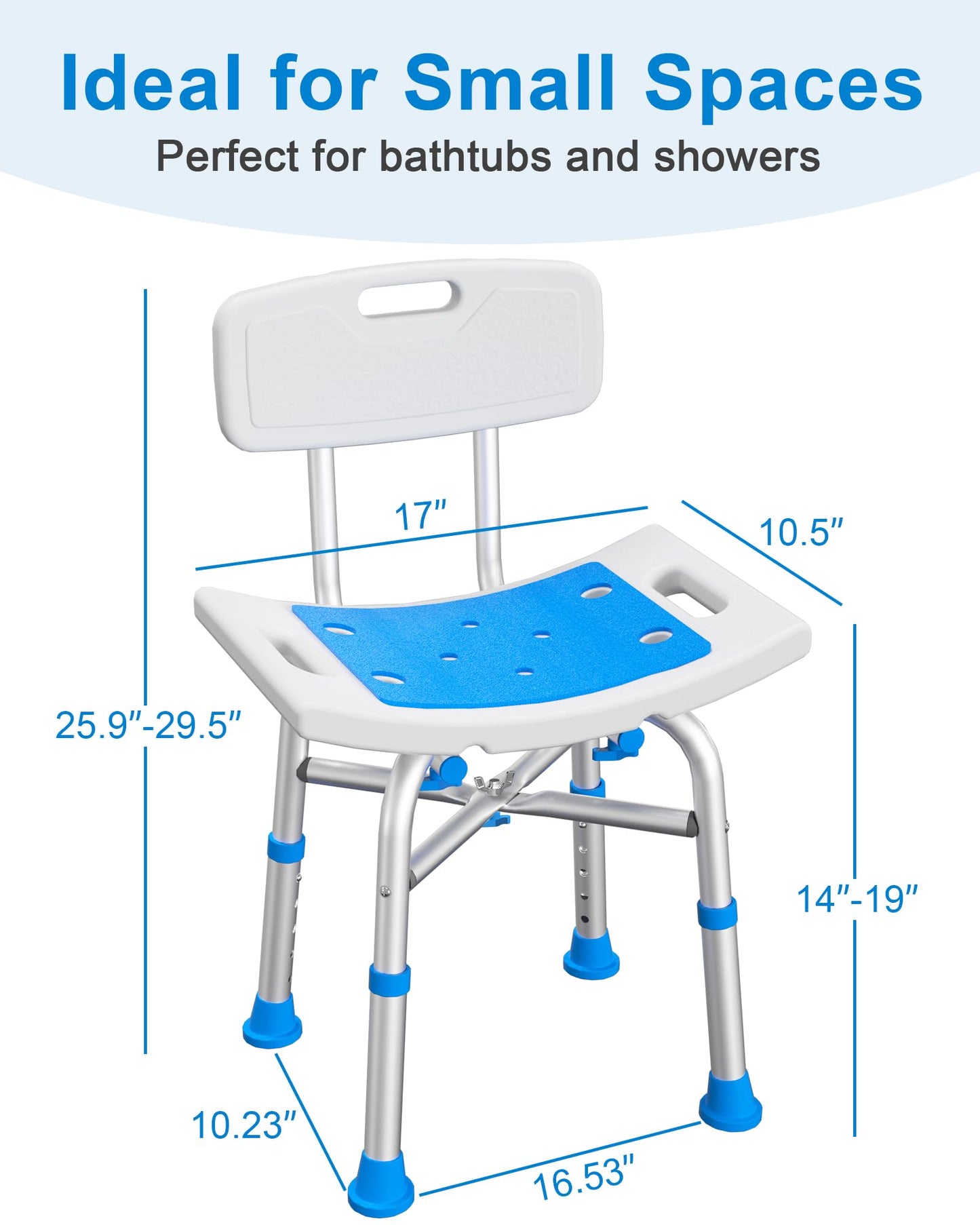 Shower Chair for Inside Shower with Removable Back, FSA/HSA Eligible 500 lbs Heavy Duty Bath Chair for Bathtub, Safety Bath Seat Bath Stool for Seniors and Disabled